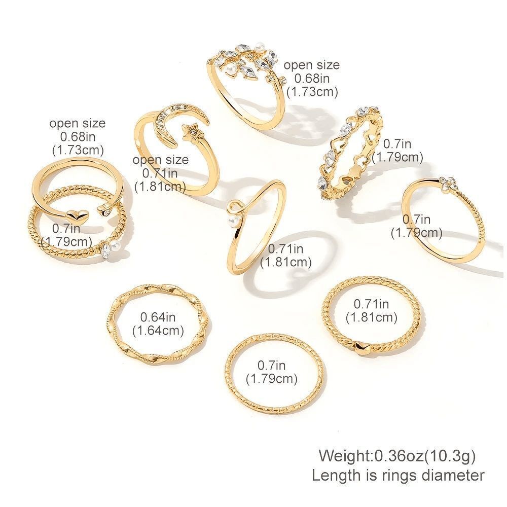 Boho Layer Stackable Diamond Rings - 10 Piece - Picture 7 of 8